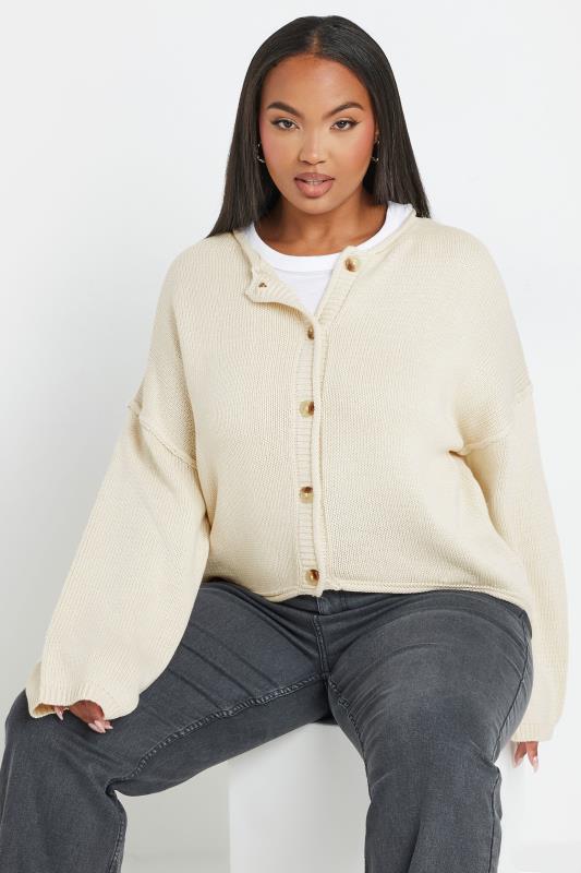 YOURS Plus Size Cream Button Up Cardigan | Yours Clothing  1