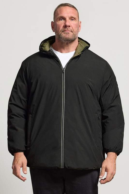 JACK & JONES Big & Tall Black Reversible Puffer Jacket