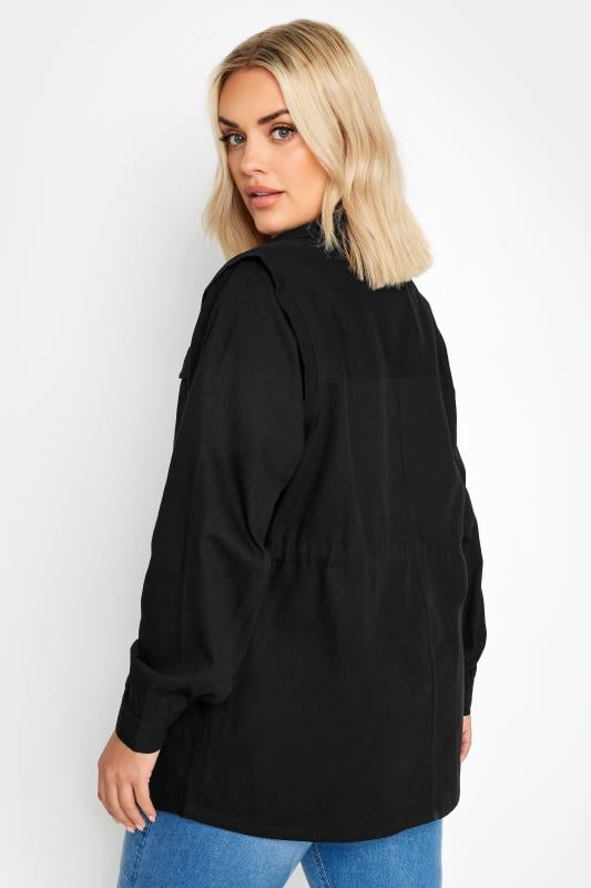 YOURS Plus Size Black Cotton Twill Utility Jacket | Yours Clothing 3