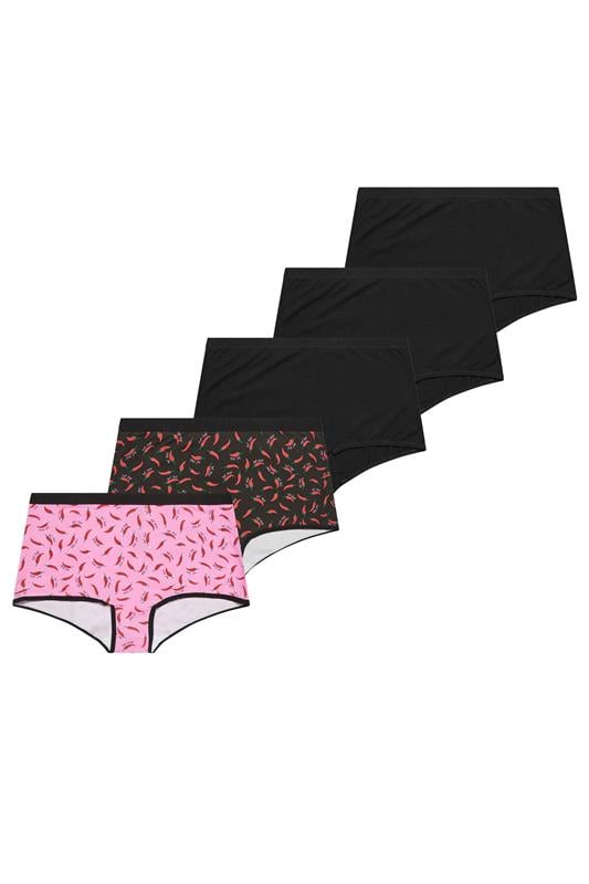  YOURSET 5 PACK Curve Black Chili Print Shorts