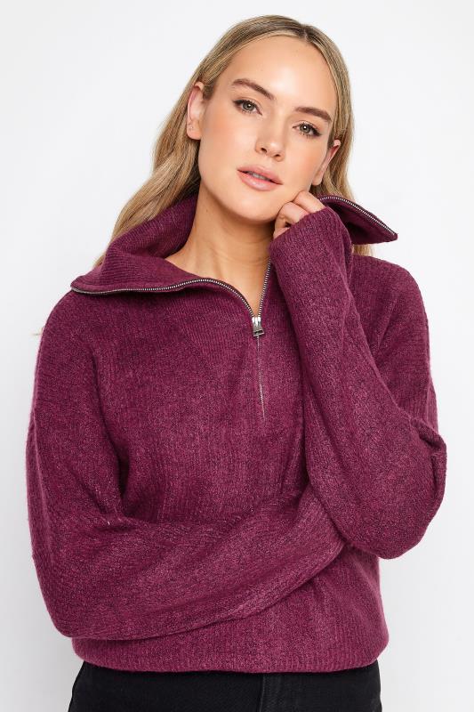 LTS Dark Purple Funnel Neck Jumper | Long Tall Sally  2