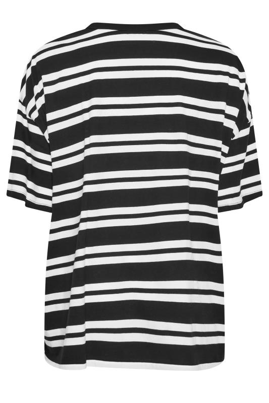 YOURS 2 PACK Plus Size Black Stripe Print Cotton T-Shirts | Yours Clothing  8