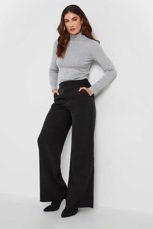 LTS Tall Womens Black Wide Leg High Waisted Trousers | Long Tall Sally  1