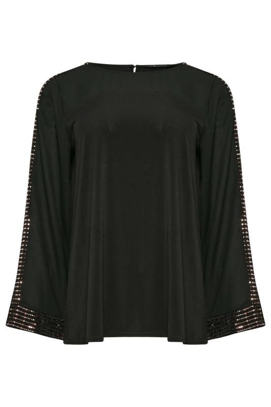 M&Co Black Sequin Trim Long Sleeve Top | M&Co 6