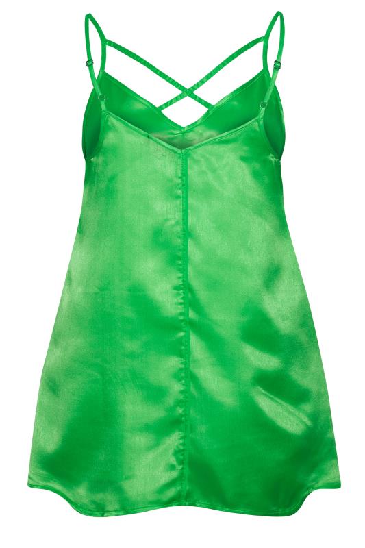 YOURS Plus Size Bright Green Satin Cami Top | Yours Clothing  7