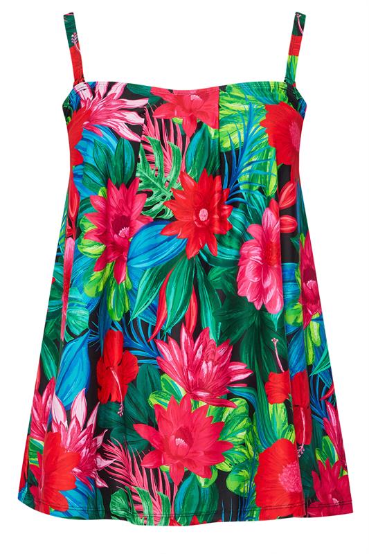 YOURS Plus Size Black Tropical Print Tankini Top | Yours Clothing 8