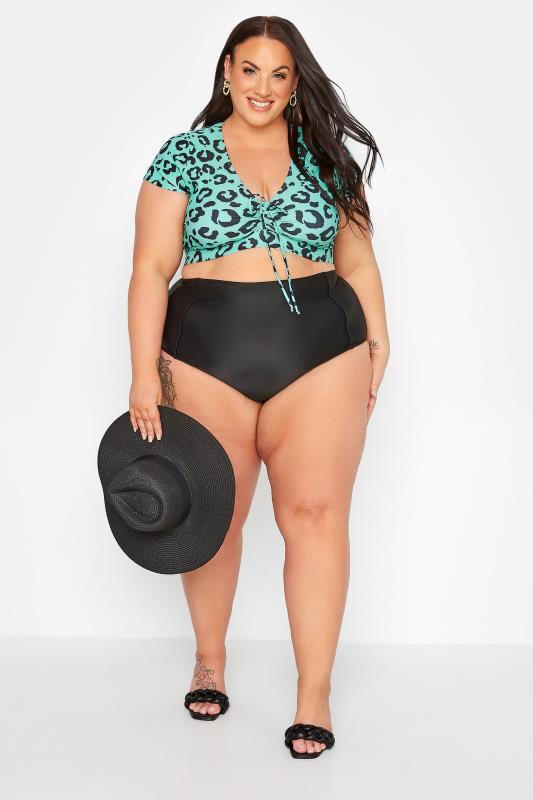 Plus Size Black Super High Waisted Tummy Control Bikini Briefs | Yours Clothing 5
