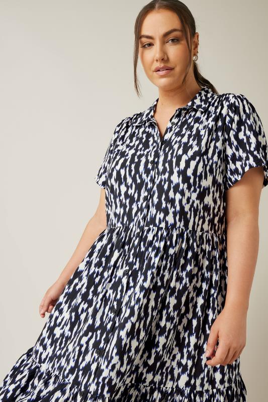 EVANS Plus Size Navy Blue Abstract Print Midi Shirt Dress | Evans  5