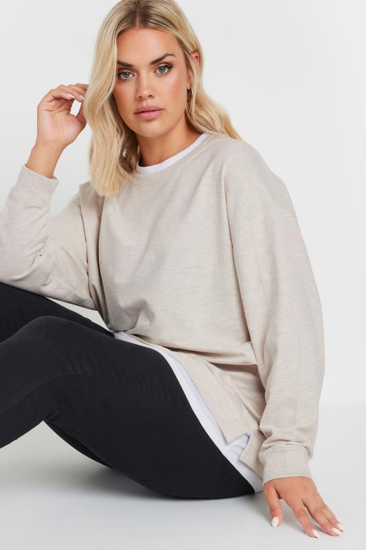 YOURS Plus Size Natural Brown 2-In-1 Jumper | Yours Clothing 3