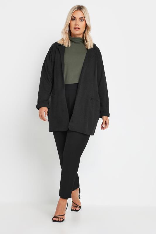 YOURS Plus Size Black Textured Blazer | Yours Clothing  2