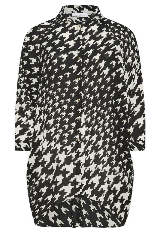 YOURS LONDON Plus Size Black Dogtooth Print Longline Shirt | Yours Clothing 6