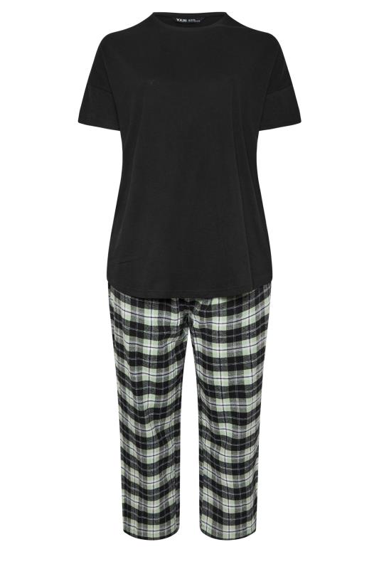 YOURS Plus Size Black & Green Woven Check Print Pyjama Set | Yours Clothing 6