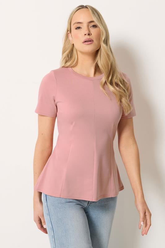 LTS Tall Pink Seam Front Peplum Top