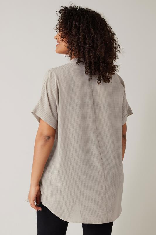 EVANS Plus Size Grey Woven Check Blouse | Evans  3