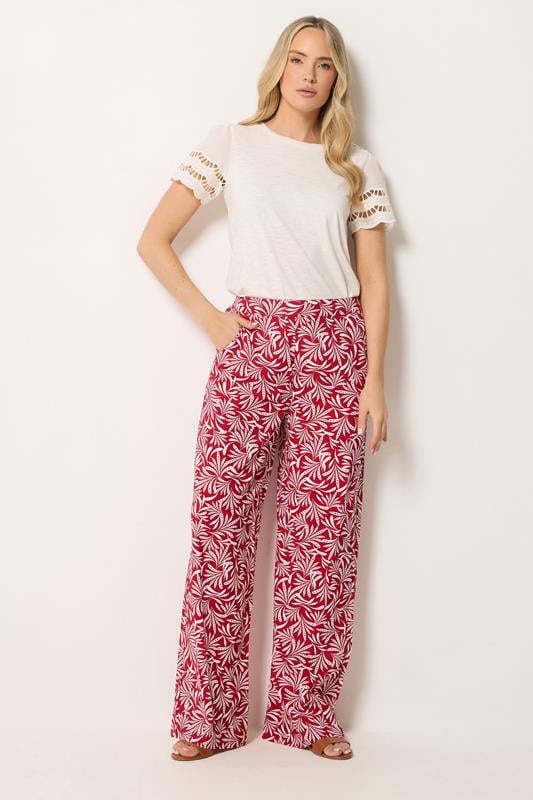  LTS Tall Red Leaf Print Wide Leg Trousers