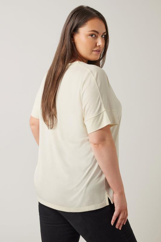 EVANS Plus Size Ivory White V-Neck Modal Rich T-Shirt | Evans 3