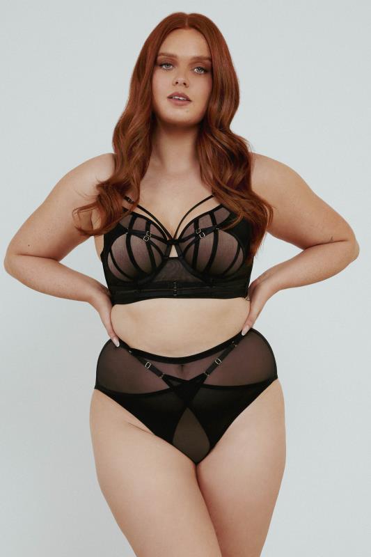 PLAYFUL PROMISES Plus Size Black Eddie Crossover Thong | Yours Clothing 5