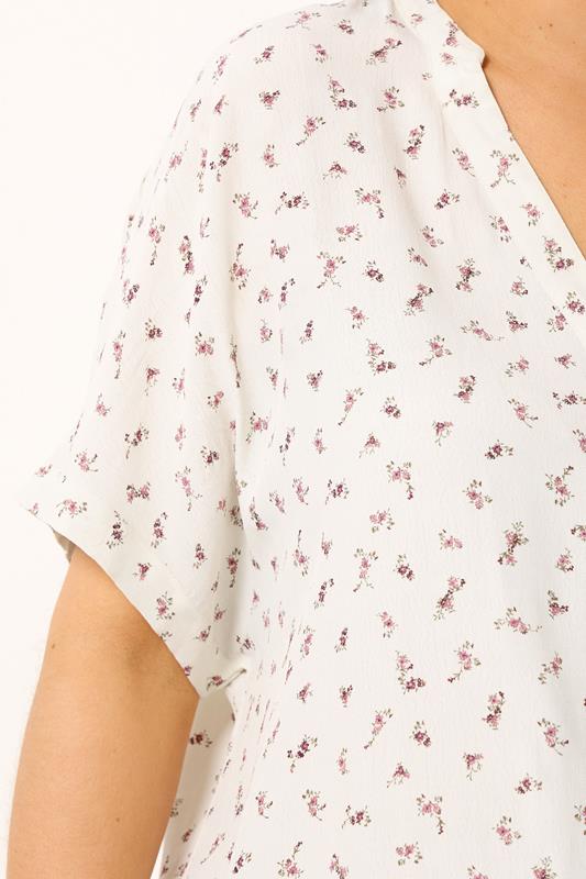YOURS Plus Size Ivory White Ditsy Floral Dobby Blouse | Yours Clothing 4