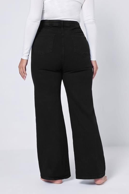 YOURS Plus Size Black Wide Leg Denim Jeans | Yours Clothing  2