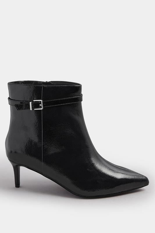 Black Buckle Pointed Toe Kitten Heel Boots In Extra Wide EEE Fit | Yours Clothing 4