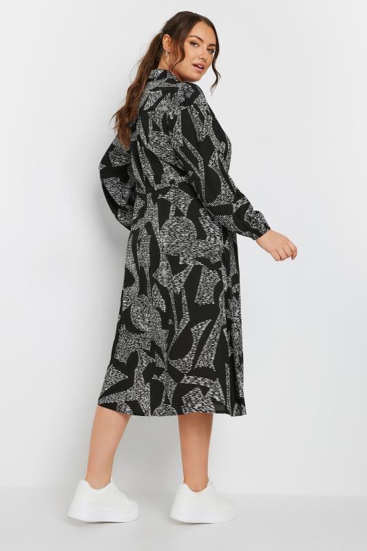 YOURS Plus Size Black Abstract Print Shirt Dress | Yours Clothing 4