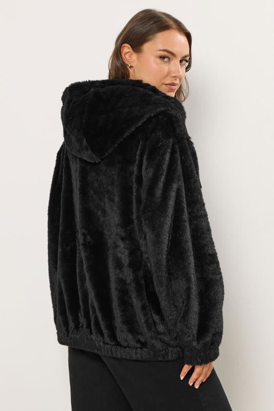 YOURS Plus Size Black Faux Fur Hooded Jacket | Yours Clothing 4