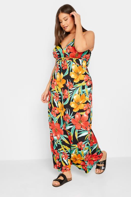 LTS Tall Women's Black Floral Print V-Neck Sleeveless Maxi Dress | Long Tall Sally 2