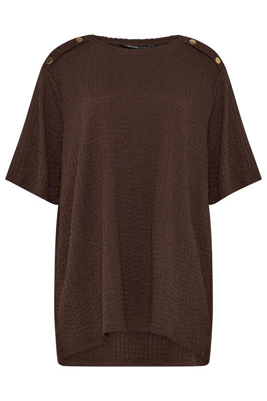 YOURS Plus Size Chocolate Brown Bubble Texture Top | Yours Clothing 5