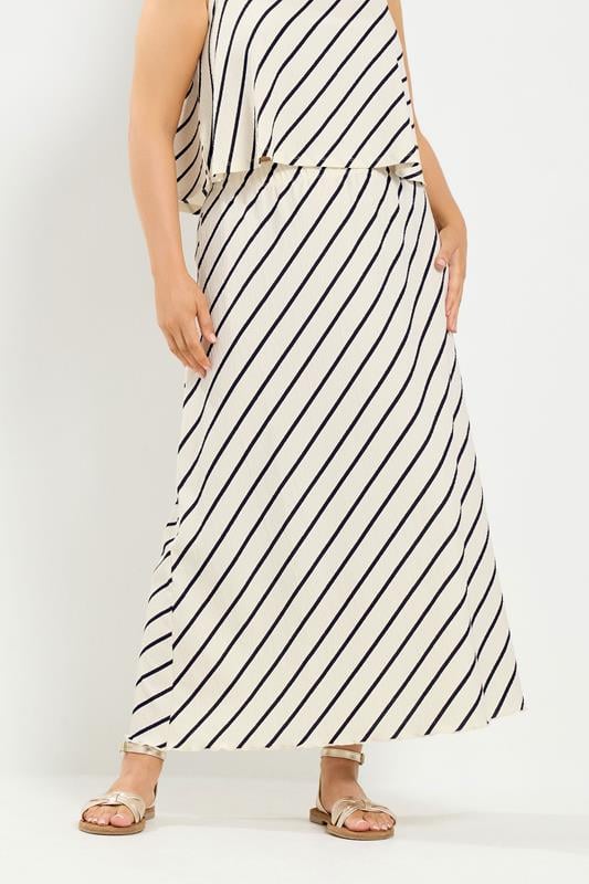 YOURS Plus Size Cream Stripe Maxi Skirt | Yours Clothing 1