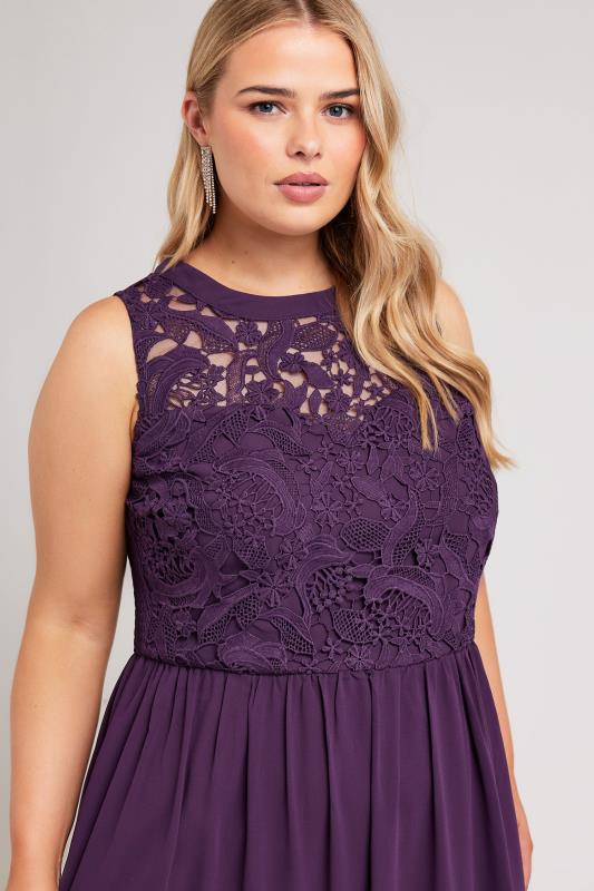 YOURS LONDON Plus Size Purple Lace Bodice Maxi Dress | Yours Clothing  4