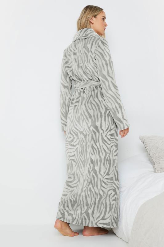 LTS Tall Grey Zebra Print Maxi Dressing Gown | Long Tall Sally 3