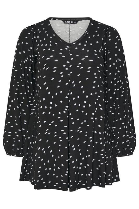 YOURS Plus Size Black Polka Dot Pleat Front Top | Yours Clothing 5