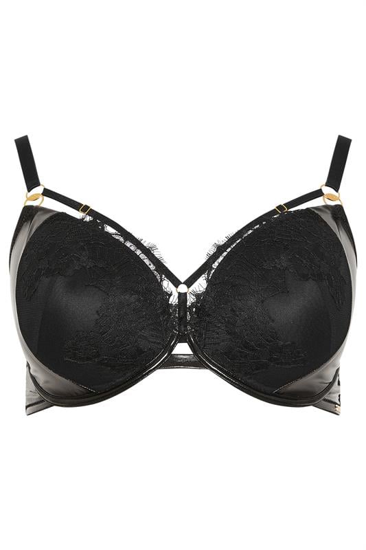 YOURS Plus Size Black Padded Lace Plunge Bra | Yours Clothing  5