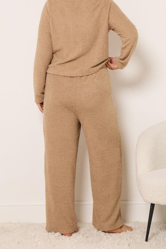YOURS Plus Size Camel Brown Chenille Wide Leg Trousers | Yours Clothing 2