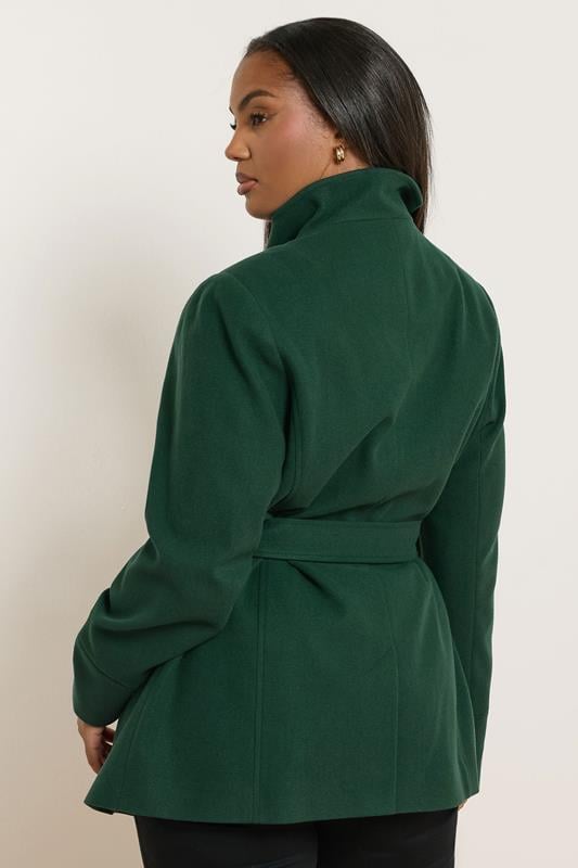 YOURS Plus Size Dark Green Formal Wrap Coat | Yours Clothing 2