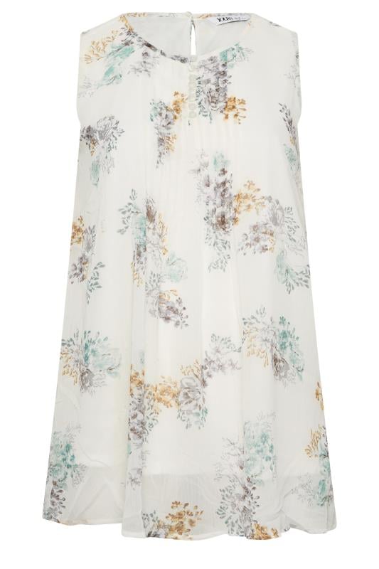 YOURS Plus Size White Floral Pintuck Sleeveless Blouse | Yours Clothing 6