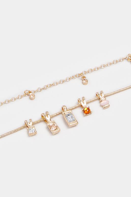 Gold Tone Double Layer Charm Necklace | Yours Clothing 2