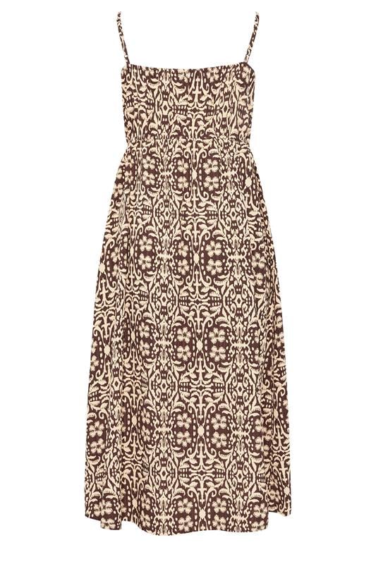 LIMITED COLLECTION Plus Size Brown Abstract Tie Strap Dress | Yours Clothing 6