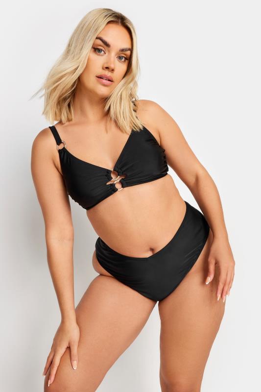 YOURS Plus Size Black Ring Detail Bikini Top | Yours Clothing 2