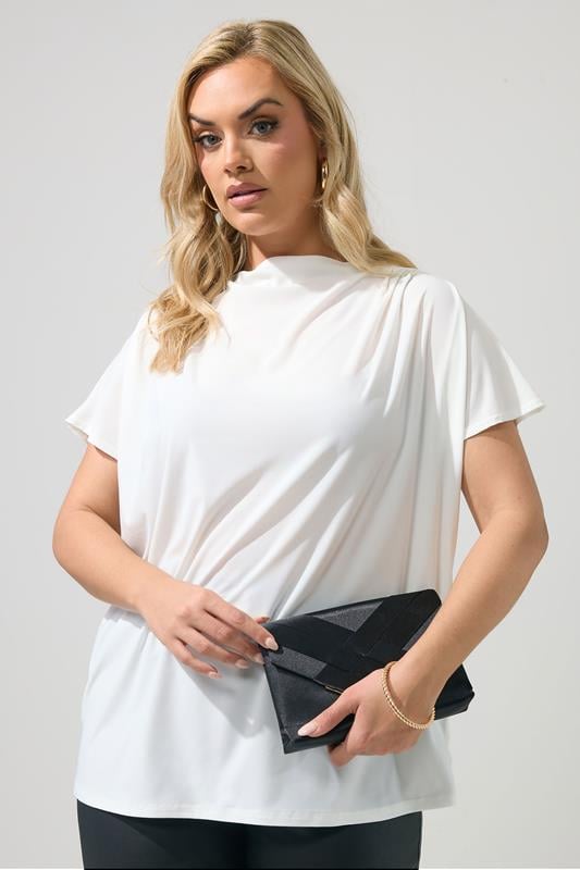  YOURS LONDON Curve White Pleated Shoulder Top