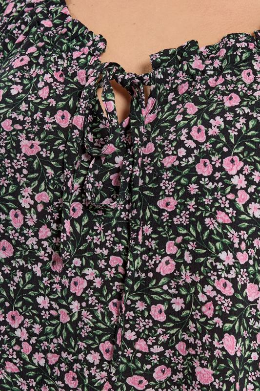 YOURS Plus Size Pink Textured Ditsy Floral Print Top | Yours Clothing 4