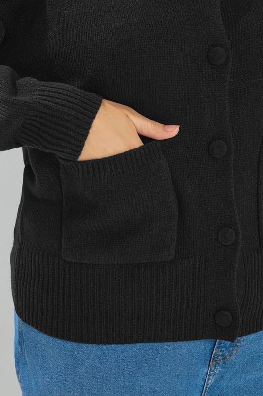 YOURS Plus Size Black Button Through Knitted Cardigan | Yours Clothing 4