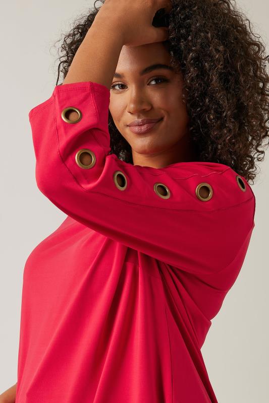 Evans Red Eyelet Sleeve Top 4