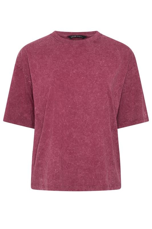 LIMITED COLLECTION Plus Size Red Acid Wash Seam Detail Top | Yours Clothing 1