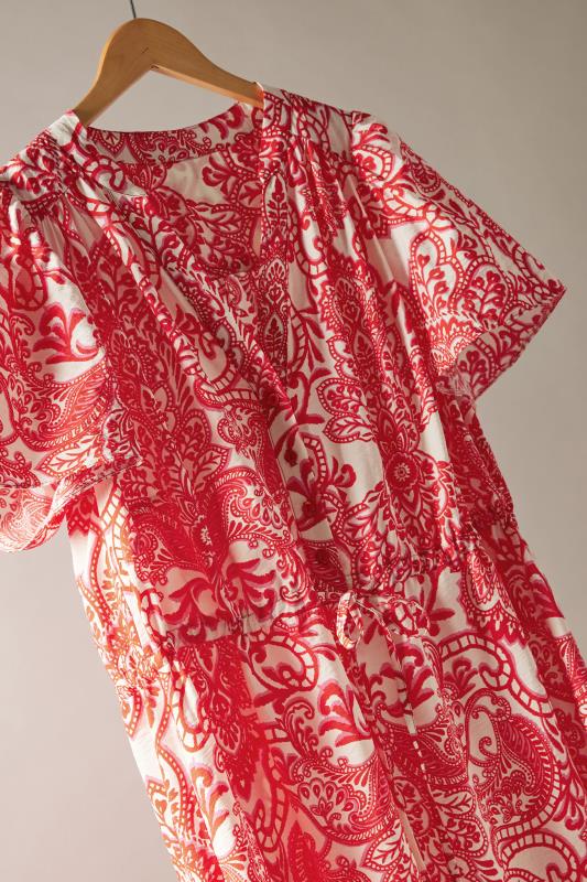 EVANS Plus Size Red Paisley Print Midi Shirt Dress | Evans 7