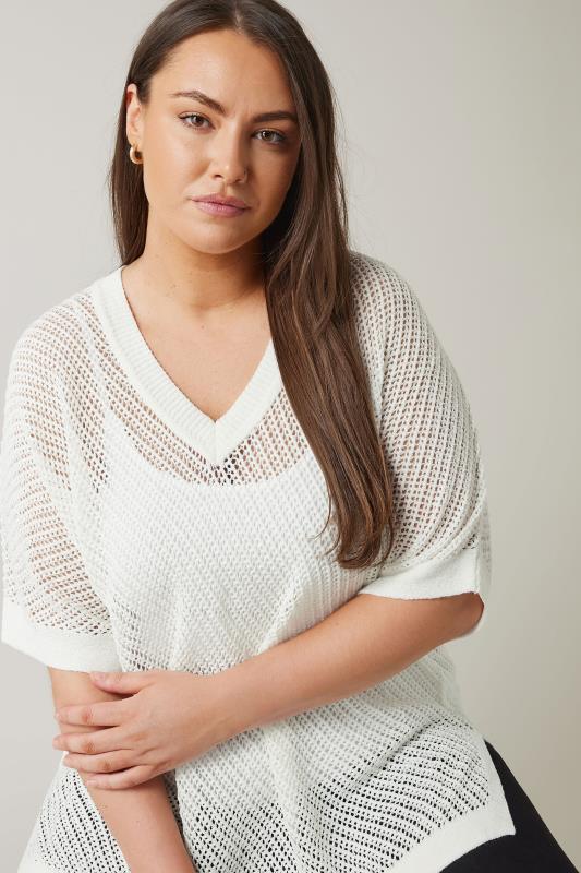 EVANS Plus Size White Tape Yarn Jumper | Evans  4