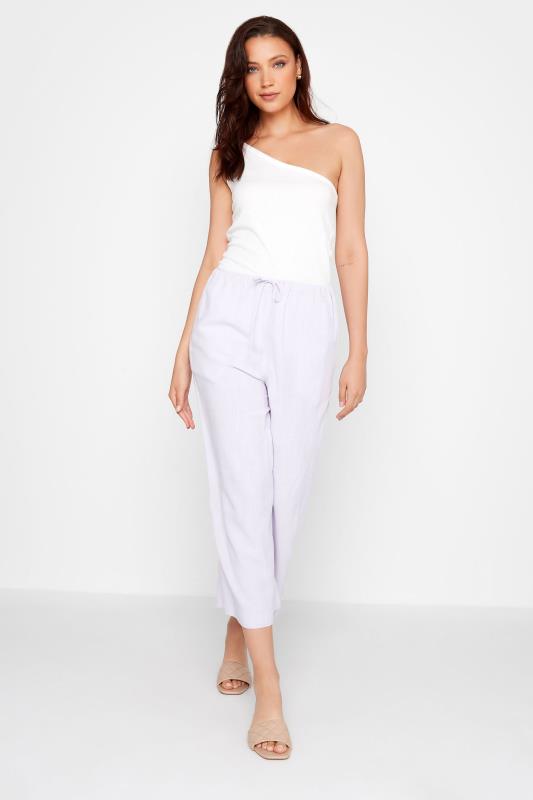 LTS Tall Women's Lilac Purple Linen Cropped Trousers | Long Tall Sally  2