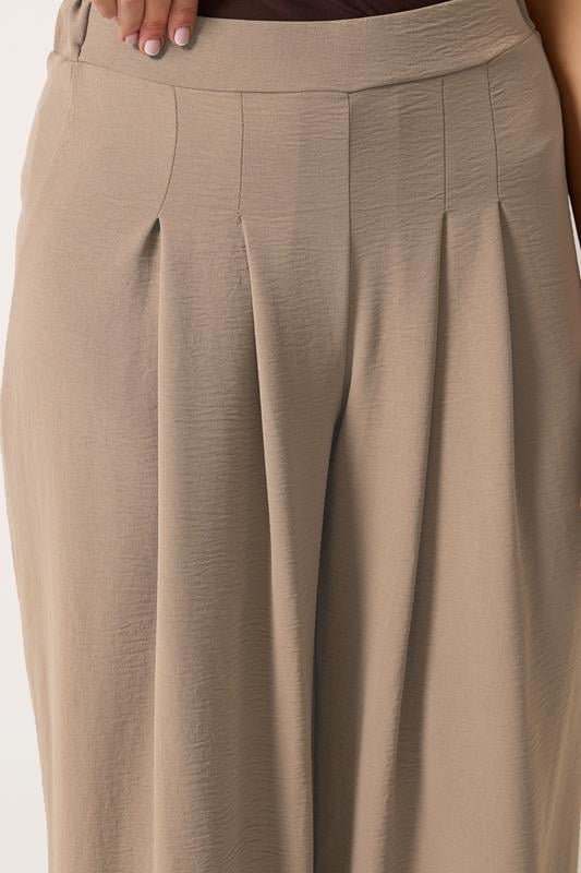 LTS Tall Women's Mocha Brown Pleated Palazzo Wide Leg Trousers | Long Tall Sally 4