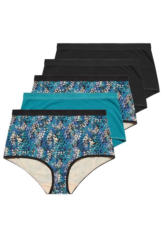 YOURSET 5 PACK Curve Teal Green Snake Print Full Briefs