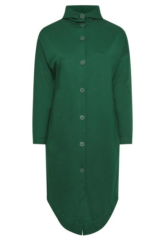 YOURS Plus Size Green Button Through Hooded Maxi Jacket | Yours Clothing 5